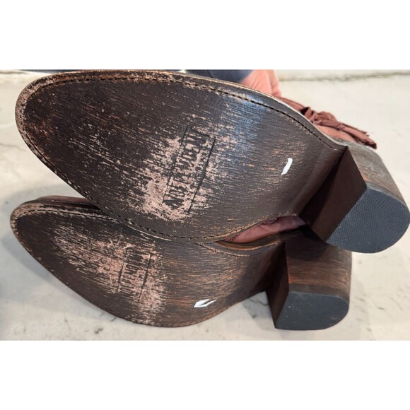 Independent Boot Co Size 9.5 Brown Suede Fringe Zip Ankle Boots - Picture 8 of 10